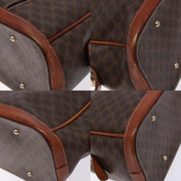 CELINE Macadam Canvas Hand Bag Pvc Leather Brown Gold - Picture 10 of 13